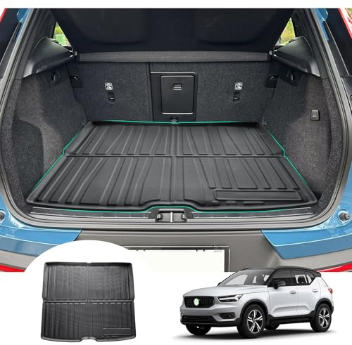 GAFAT Kompatibel med Volvo XC40 EX40 EC40 2018–2026 2027 bagagematta som är lätt att vika TPE allvädersbagagerumstråg, 2025 XC40 C40 recharge tillbehör, tvättbar, hög kant original 3D-skanningsmattor