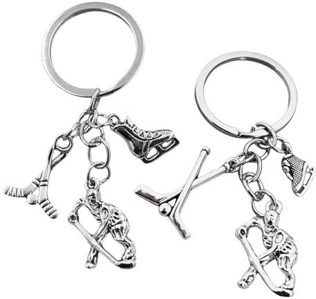 Portachiavi Da Hockey Su Ghiaccio Da 2 Pezzi, Portachiavi Creativi In Metallo, Portachiavi Interessanti, Accessori Chiave, Piccoli Regali Per Gli Appassionati Di Hockey