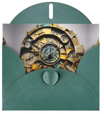 Dunkelgrüne elegante Uhr Kunstdruck Grußkarte mit Blanko-Karten und Umschlägen - perfekt für Geburtstag, Hochzeit, Braut und mehr