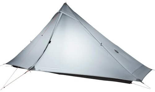 3FULGEAR Lanshan 1 Pro ultralätt 1-persons tält, 3/4-årstider, 20D dubbelsidig silikonbelagd nylon, vattentät, lätt för vandring, camping (grå, 4-säsongsuppgradering)