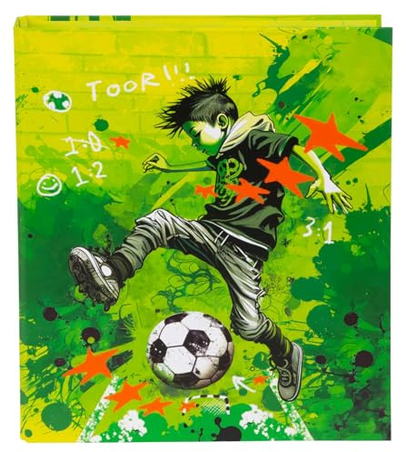 goldbuch 37133 Ringbuch A4 Stürmer, Ringordner 26 x 32 x 4 cm, Fußballer | Ordner mit grünem Kunstdruck-Einband Fußballspieler, Heftordner mit 2-Ringmechanik, Designordner für Kinder, Made in Germany