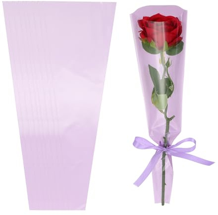 PATIKIL 100 Confezione Sacchetti Sfumatura Viola Chiaro 17.7x4.7x1.2 | per Fiori, con Fiocchi Adorabili, per Bouquets Matrimoni Compleanni Lauree Anniversari Composizioni Regali