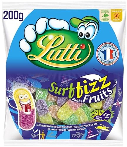 Savourez les bonbons fruités Surfizz LUTTI 200G, une explosion de fraîcheur et de douceur gourmande- Lot De 4