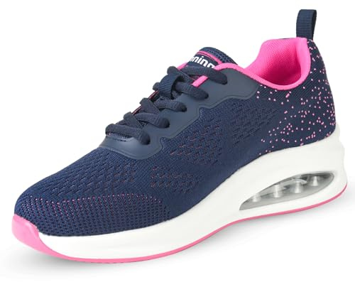 Mioceko Womens Running Shoes Ladies Trainers Air Cushion Sneakers Orthopedic Comfort Walking Shoes Navy Rose 5 UK