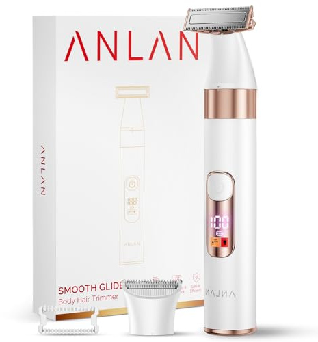 Intimrasierer für Frauen, ANLAN 2-in-1 Elektrischer Rasierer Damen Intimbereich Nass-Trockenrasierer IPX6 wasserdichter Damenrasierer Elektrisch für Bikinizone Achseln Beine, 90 Min. Akku, Typ-C