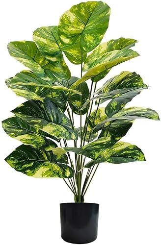 YJWZ Palma Artificiale in Vaso Piante Finte da Interno ed Esterno con Foglie Realistiche Pianta Finta Tropicale Areca per Decorare Casa,Ufficio Giardino Soggiorno e Tavolo (Pothos maculato da 75 cm)