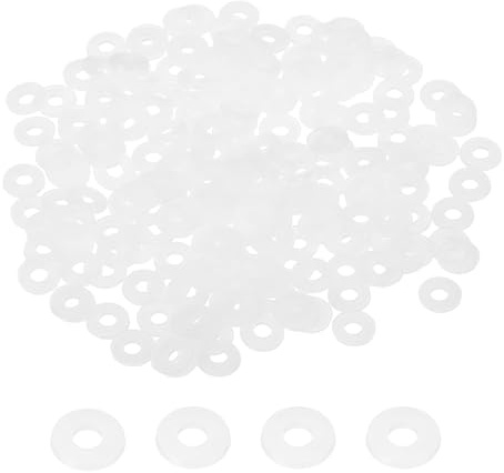 PATIKIL 200Pzs Arandelas Planas De Nylon M3 3mm DI 8mm De Blanco | 1mm Espesor, Junta Plástica Redonda, Arandela De Sellado Separador, Para Tornillos Pernos Tuberías Mangueras De Agua