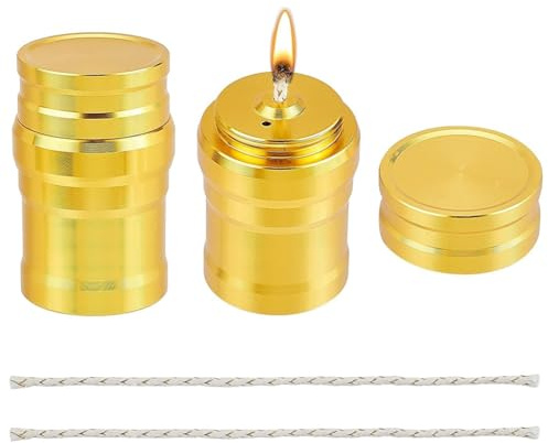 Qeunrtiy 2 STÜCKE Tragbarer Mini-Spiritusbrenner Aus Metall, Spirituskocher Aus Metall mit Baumwollkordel für Den Haushalt und Outdoor-Camping