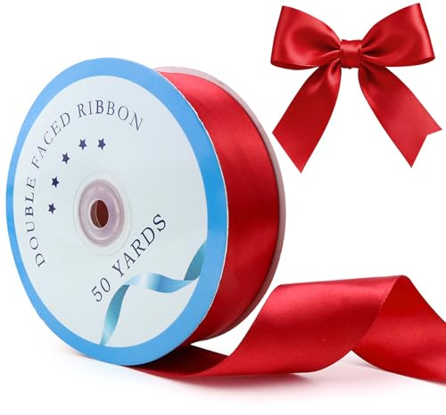 Doppelseitiges Satinband 4cm x 50Yard, Polyester, Für Geschenk & Deko | Beidseitig Glänzend, Weich, Kein Bügeln, Farbecht; 50Yard Rolle; Für Hochzeit, Valentinstag, Schleifen, Blumen, Basteln.