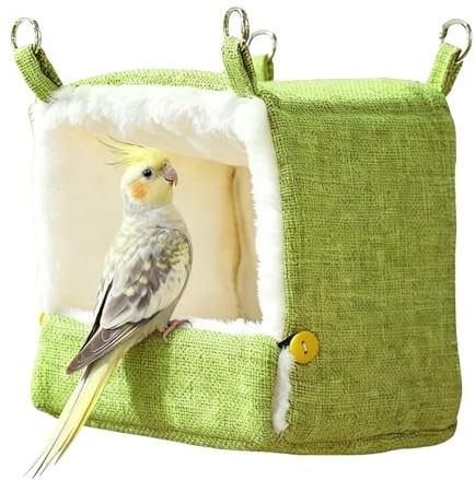 Cama Para Loros Cabaña Cálida Con 5 Modos | Calentador Para Periquitos Con Almohadilla Térmica Para Ninfas Cacatúas Pinzones Hámster Hogar Interior Balcón Jardín