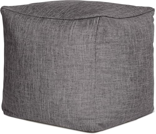 Green Bean Sitzsack-Hocker Home Linen Cube eckig 40x40x40cm mit EPS-Perlen Füllung - Fußhocker Sitz-Pouf für Sitzsäcke - Bodenkissen für Kinder und Erwachsene - Sitzkissen Sitzhocker Dunkelgrau