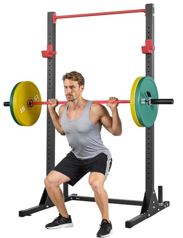 VEVOR Power Rack 362,87 kg Belastbar, multifunktionales Squat Rack für Heimfitnessstudio, Krafttrainingsgerät mit 28-Fach verstellbaren J-Haken für Langhantel-Kniebeugen Klimmzüge Gewichtheben