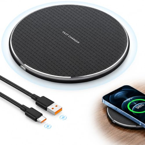 35W Fast Wireless Charger Pad for iPhone Galaxy Magnetic Charging, cable 1m | Wireless Charging Pad for Samsung Galaxy S25 S24 S23 Ultra Qi Wireless Phone Charger Station Case Friendly LED USB-C Cable