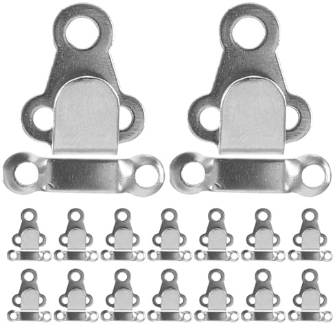SOESFOUFU 50pcs Jean Waistband Adjusters - Metal Hook and Eye for Pants and Skirts Sewing DIY Craft - Reusable Sewing Clips for Clothes Waist Fastening
