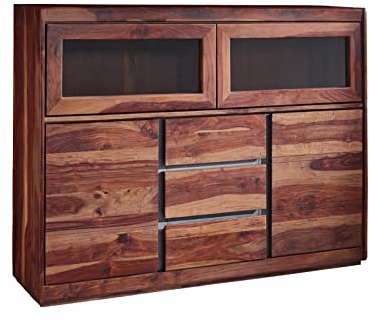MASSIVMOEBEL24.DE Highboard Sheesham braun lackiert Sydney #103 | 150x40x115 cm (BxTxH) 96 kg Modern montiert vollmassiv