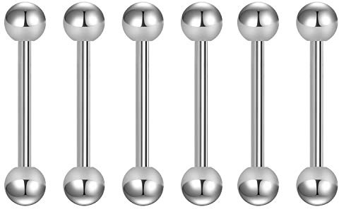 Briana Williams 14G Replacement Balls Straight Barbells for Tongue Bars Nipple Piercing Surgical Steel Acrylic 12/14/16/18mm Body Piercing Jewellery