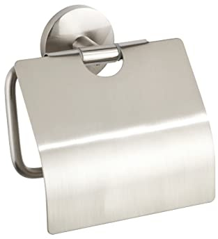 WENKO Toilettenpapierhalter Cuba Matt, Papierrollenhalter mit Deckel zum Schutz, in massiver Qualität aus rostfreiem Zinkdruckguss mit mattiertem Finish, 13,5 x 13,5 x 4 cm