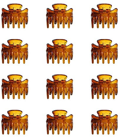 Lot de 12 petites pinces à cheveux pour femme Marron 3,1 cm Taille moyenne Pince à cheveux papillon