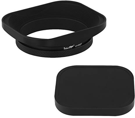 Haoge LH-E52T 52mm Square Metal Screw-in Lens Hood with Metal Cap for 52mm Canon Nikon Sony Leica Voigtlander Nikkor Panasonic Pentax Contax Olympus Lens and Other Lens with 52mm Filter Thread