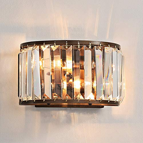 Elegante Kristall Wandleuchte Schwarz Rund Metall Lampe, Modern/Retro Wandlampe Treppen Aisle Küchen insel Wohnzimmer Arbeitszimmer Schlafzimmer Esszimmer Korridor Kristallleuchter Wandbeleuchtung (E)