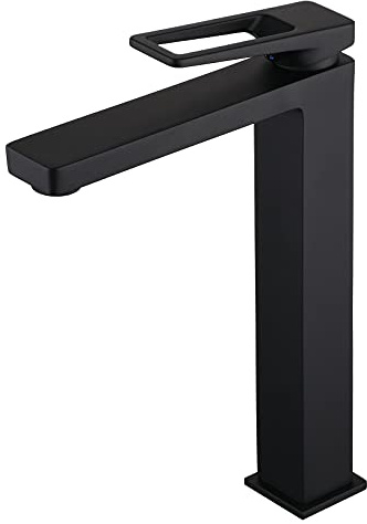 Black Bathroom Sink Mixer Tap: Single Hole Tall Basin Mixer Taps Brass Matte Black SHUNLI