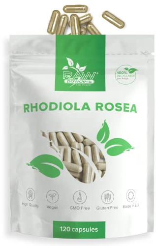 Rhodiola Rosea Extract 500 mg - 120 cápsulas - Extracto de raíz 3% salidrósido - Suministro para 4 meses - Sin aditivos innecesarios - Vegano | RAW Powders