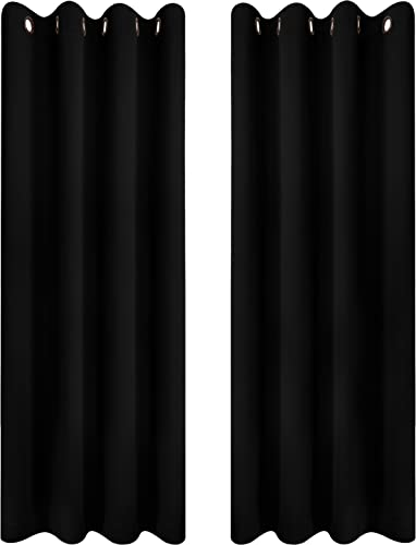 Utopia Bedding Opacas Cortinas Salon Modernas 2 Piezas 117x183 cm, Negro - Cortinas Térmicas Aislantes Frío Calor y para Dormitorio, Salón y Cocina con Ojales