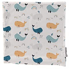 ULLENBOOM Kissenbezug 40x40 Kinder Blau-Wale (Made in EU) Oeko-TEX Materialien - Kopfkissenbezug aus 100% Baumwolle mit Reißverschluss, Bezug auch für Dekokissen geeignet