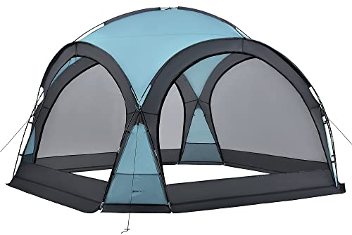 Dome pavilion Grästorp event tent with LED party tent incl. lighting with solar panel Marquee waterproof 3.45 x 3.45 x 2.47 m Light blue