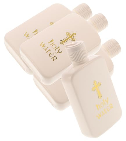 Vaguelly 4pcs Decorative Holy Water Bottles Apothecary Bottles Unique Safety Cover for Festivals Weddings Baptism Elegant Cross Pattern for Party Favors