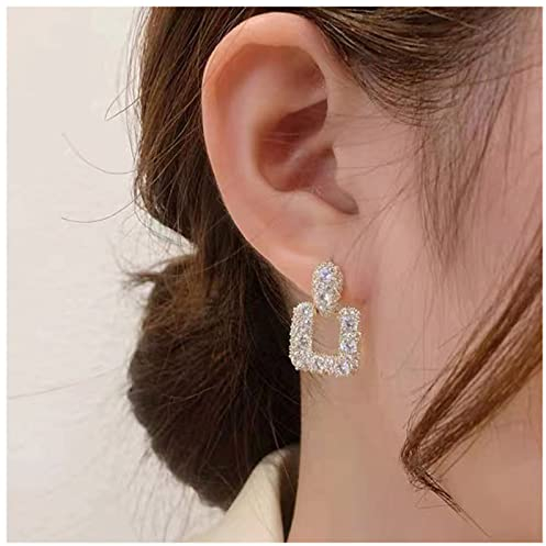 Inateannal Boho Strass Ohrringe Quadratisch Gold Kristall Quadratisch Baumeln Ohrringe Glänzend Kristall Cz Ohrringe Geometrische Tropfen Ohrstecker Ohrringe Schmuck Für Frauen Und Mädchen