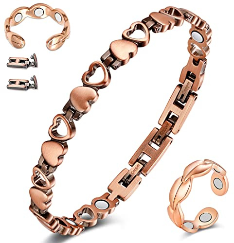 Cigmag Lymphatic Drainage Copper Bracelet for Women Ultra Strength Magnet Pure Copper with Adjustable Tool & Present Box