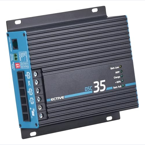 ECTIVE DSC 35 MPPT Dual Solarladeregler 12V 35A, bis 50V, 500 Wp kompatibel | mit LiFePO4/AGM/GEL/Nass, Für Bord- und Starterbatterie in Wohnmobil, Camper, Caravan, Boot, Effizientes Laden, Sicherheit