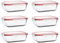 MENASTYL - Lot de 6 boites alimentaires hermétiques en verre borosilicate Clémentine avec couvercles - 630 ml - Empilables - Idéal batch cooking - 6014015