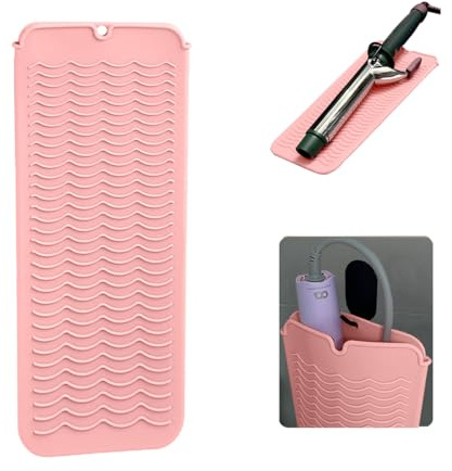 UORNERI Wall-mountable Heat Resistant Travel Mat Pouch for Hair Straightener,Crimping Iron,Hair Curling Iron,Hair Curling Wand,Flat Iron,Hair Waving Iron and Hot Hair Styling Tools,11x5Inches, Pink