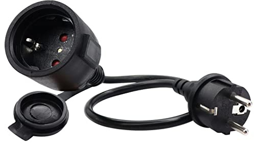 HuaLiSiJi Schuko Verlängerung Kurz Verlängerungskabel Außen Sehr Kurz 16A /250V, Kurze Kabel 2 AC für Steckdose IP44 für Außen-Oder Innenbereich, Zuhause, Büro (0.3m)