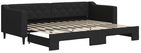 vidaXL Tagesbett Ausziehbar Schwarz 80x200 cm Stoff