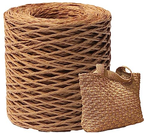 Band aus Papier, Bast, Natur, Bastgarn, zum Häkeln, leicht zu schneiden und selbst zu machen, für Geschenkverpackung, Strandtasche, Bastelprojekte, Spielzeug und Dekoration