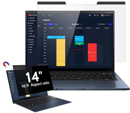 Magnétique Filtre de Confidentialité 14 Pouces 16:9 pour écran Ordinateur Portable, Amovible Protection D'écran Anti Lumiere Bleue Compatible avec Dell/ASUS/HP/Acer/Lenovo/Thinkpad/Samsung/Sony