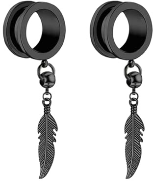 Ayoiow Tunnel 6MM Natur Silber Chirurgenstahl Plug Mit Blatt Anhänger Ohr Flesh Tunnel