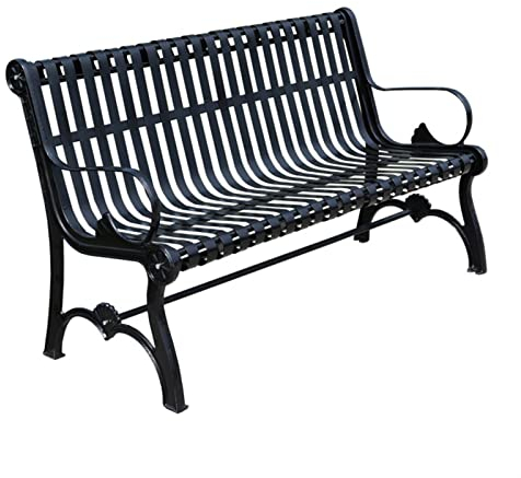 GLigeT Gartenbank Outdoor-Bank for 3 Personen, schmiedeeiserne Gartenbank, Parkbank mit Rückenlehne und Armlehnen, Freizeit-Sitzmöbel aus schwarzem, mit Kunststoff besprühtem Metall Bank Sitzbank