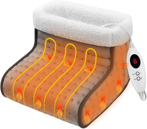 Highlands Electric Foot Warmer for Men and Women, Fast Heating Pad for Foot with 6 Heat Settings, Automatic Shut-Off and Machine Washable Heated Foot Warmer