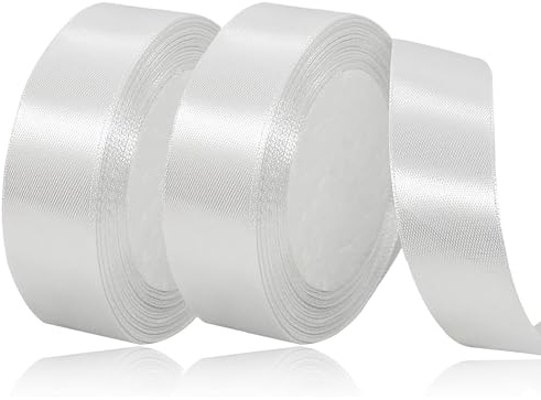 Geschenkband Satinband 44m, 20mm Breit Geschenkband, weiß Schleifenband für Hochzeit, Bastelarbeiten und Geschenkverpackung Hochzeitsdekoration (weiß)