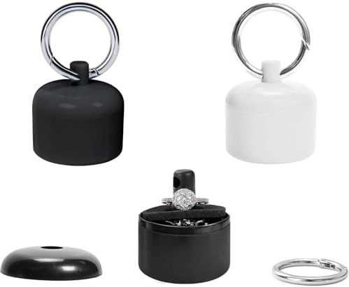 NATOSU 2 Stück Reise Schmuckhalter, tragbarer Ringhalter, Schlüsselanhänger, Sport Schmuck Aufbewahrungsbox, kleines Reise Schmucketui, Ring Organizer, Behälter für Ohrringe, Ringe, Halsketten
