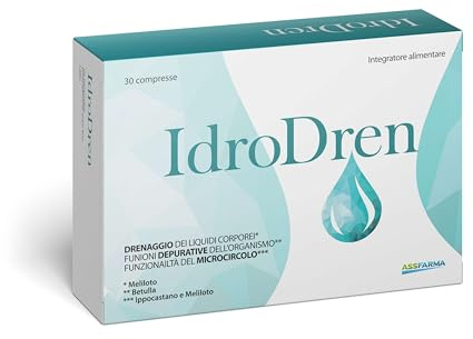 IdroDren - 30 Compresse Drenante Forte Anticellulite - Integratore Naturale per Ritenzione Idrica, Gambe Gonfie e Buccia d'Arancia - Azione Depurativa e Vasoprotettiva
