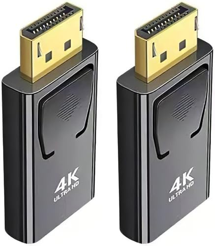 2x PhonePro DisplayPort to HDMI Adapters, True 4K DisplayPort to HDMI Female Converter Displayport 1.4V Nickel Plated Desktop, Laptop, Projector, Monitor, HDTV (DP Male to HDMI Female, Pack of 2)
