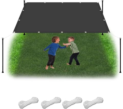 Segeltuch Mit Ösen 2.4 x 3.2 m Wasserdicht Sonnenschutz Balkon Reißfest UV-Schutz nach Mass Polyestergewebe Mit Seil Schattenspender für Gewächshaus/Hinterhof, Dunkelgrau