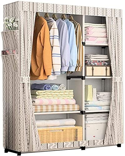 LAMEDOAT Tragbarer Kleiderschrank, Stoffgarderobe, Kleiderschrank, Schlafzimmer, Stoff zum Aufhängen, Stoffkunst, Einzelzimmer im Wohnheim, Mietzimmer mit Stahlrahmen, Aufbewahrung, 105 x 45 x 170 cm
