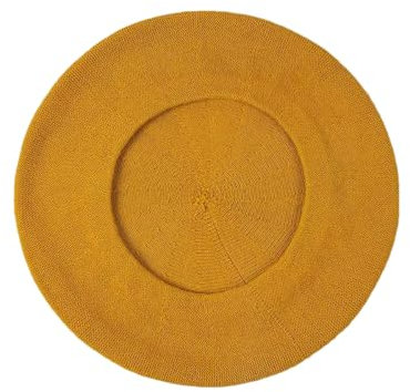 Dcvmvmn Modische Baskenmütze für Damen, Sommer, Frühling, Baumwolle, atmungsaktiv, gestrickt, Barett, Malermütze, lässig, gelb, Einheitsgröße