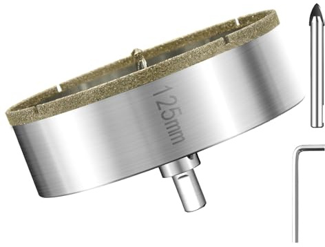 Diamantkärna Hålsåg 125 mm Med Centrumborr Professionell Diamantkärna Hålborr Kakelborr Metallhålsågar Universal HSS Hålsågar för Glas Kakel Keramisk Marmor Kalksten